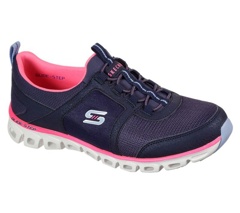 Skechers Glide Step - Soar High - Womens Slip On Shoes Navy/Pink [AU-AU3906]